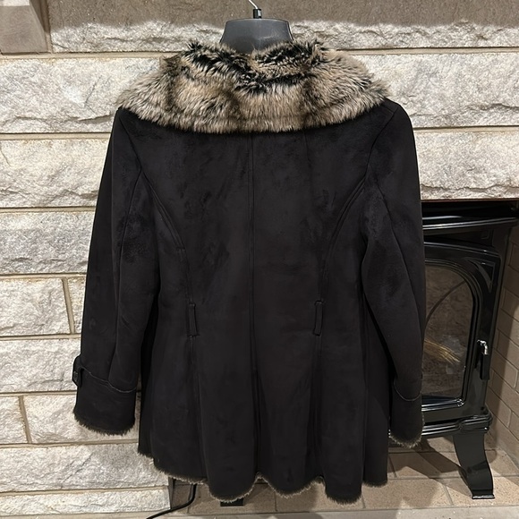 Espirit Collection faux fur suede button up winter coat size medium - Picture 11 of 11